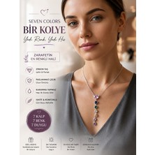 Nior Lifestyle Gümüş Rengi Çelik Y Kolye, Renkli Kalp Zirkon Taşlı Sallantılı Lariat Kadın Kolye