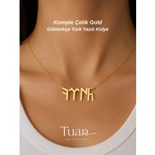 Tuan Collection Komple Çelik Göktürkçe Türk Yazılı Çelik Kolye Türk Yazılı Kolye