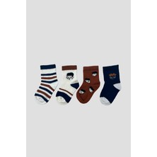 Defne Baby Erkek Bebek Premium Karışık Desenli Pamuklu Soket Çorap Seti