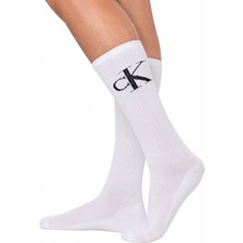 Calvin Klein Jeans Organik Cotton 2 Pack Sock White Pamuklu Patik Bilek Çorap 2 Li Pkt Beyaz