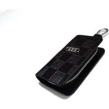 İdeal Aksesuar Audi Fermuarlı Deri Desenli Anahtarlık Kumanda Kabı Ithal Şık Car Keychain