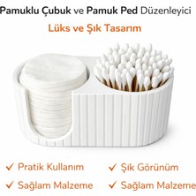 Yapı3D Pamuk Ped ve Pamuklu Çubuk Organizer | 2 Bölmeli Makyaj Düzenleyici | Şık ve Modern Masaüstü