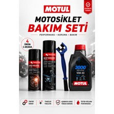 Motul 3000 10W-40 4t 1l Mineral Motosiklet Yağı ve Zincir Bakım Seti 4'lü