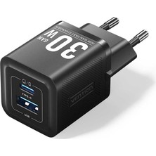 Vention 30W Gan Çift Çıkışlı (1xusb-C 30W + 1xusb-A 30W) Hızlı Şarj Cihazı iPhone Uyumlu - Feq