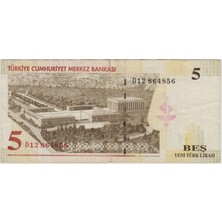 Banknoting 8. Emisyon 5 Ytl D12 Yeni Türk Lirası. Çok Temiz(-)