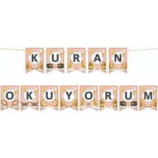 Parti Show Kur'an Okuyorum Bayrak Süsleme Seti Pembe Gold 17*170 cm