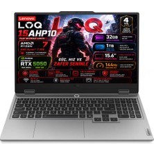 Lenovo Loq 15AHP10 Amd Ryzen 7 250 32GB Ddr5 1tb SSD Rtx 5050 8gb 100W 15.6" Fhd IPS 144Hz Windows 11 Pro  Taşınabilir Bilgisayar (83JG00BNTR)