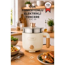 Torima Çok Fonksiyonlu Elektrikli Çelik Tencere 1.6L Buharlı Yağda Pilav Yemek Pişirme Makinesi ETC01 Bej