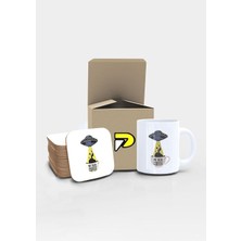 Gemisi We Coffee Uzaylı Tasarımlı Baskılı Kupa Bardak Seti Eğlenceli Özel Hediye Mug