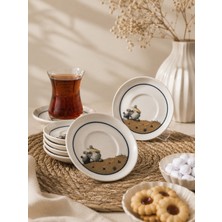 Tezyinat Wood Kaya Zühre Porselen 6'lı Çay Tabağı