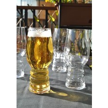4 Adet Cam Bira Bardağı Seti 520 ml Boğumlu Kulpsuz Ayran Bardak Takımı 18 cm