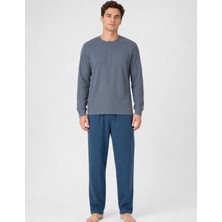 Organickid Cosy Erkek Mavi/lacivert Kaşkorse Pijama Takımı
