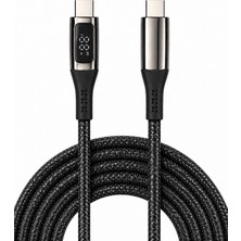 Teknofone Flexlink Display FLD60-C1 60W Dijital Ekranlı Usb-C To Usb-C Şarj ve Veri Kablosu 1 Metre | Pd Hızlı Şarj Destekli
