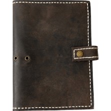 Semiramis Hakiki Deri El Yapımı A5 Defter & Ajanda Kılıfı - Vintage Kahverengi Organizer (20X15 Cm)