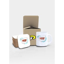 Yes Evet Popart Tasarımlı Baskılı Kupa Bardak Seti, Eğlenceli Özel Hediye Mug