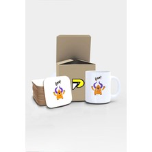 Boo Canavar Komik Tasarımlı Baskılı Kupa Bardak Seti, Eğlenceli Özel Hediye Mug