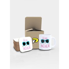 Meow Or Never Kedi Tasarımlı Baskılı Kupa Bardak Seti, Eğlenceli Özel Hediye Mug