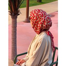 Qalortex Scarf Pamuklu Pera Desen Eşarp - Kiraz