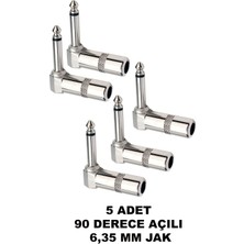 CHESTER 5 Adet 90 Derece Jack Lehim Konektörü 6.35MM Mono L Tip Metal Erkek Jack