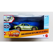 Hot Wheels 1999 Nissan Skyline Gt-R (R34) (Yeşil) (Pull-Back Speeders) (Özel Seri Model Araba)