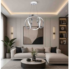 Lunox Lunara Flow Modern Krom LED Sarkıt Avize – Dekoratif Tasarım Salon, Yemek Odası ve Mutfak Avizesi