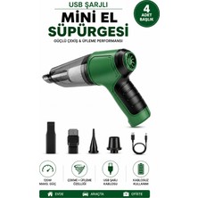 Alıç Araç Süpürgesi USB Şarjlı Mini El Süpürgesi Kablosuz Şarjlı Çekme ve Üfleme Özellikli 4 Başlıklı Taşınabilir El Tipi Vakum Temizleyici