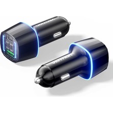 Vention 48W Çift Portlu (Type-C 30W + Usb-A 18W) Hızlı Araç Şarj Cihazı - Siyah (Ffr)