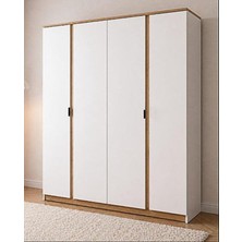 Noiss Home Decor Asel 4 Kapaklı Raflı Genç Odası Yatak Odası Gardırop