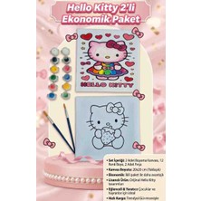 2 Adet Zera Çocuklar Için Hello Kitty 20X20 Tuval Boyama Seti – Eğlenceli Aktivite, Çocuk Hediye Seti