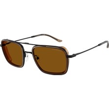 Emporio Armani EA2162 300163 54 Erkek Güneş Gözlüğü Geometrik Metal Çerçeve Kahverengi Cam UV 400 Filtre