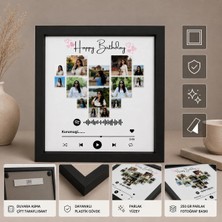 ElyNowa Kişiye Özel Spotify Kalp Kolaj Fotoğraf Baskılı Çerçeve (20X20 Cm)