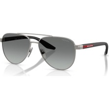 Prada PS A52S 5AV3M1 58 Linea Rossa Erkek Pilot Gun Metal Güneş Gözlüğü