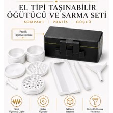 Arvina Atelier El Tipi Taşınabilir Tütün Öğütücü Grinder ve Sarma Seti Beyaz