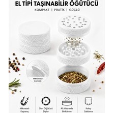 Arvina Atelier 3 Katmanlı Alt Hazneli Mini Tütün Öğütücü Grinder Beyaz