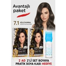 Maxx Deluxe Golden Beauty Set Saç Boyası 7.1 Küllü Kumral 2 Adet + Fırça