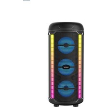 PolyGold PG-6600 Mikrofonlu Şarjlı Bluetooth Hoparlör 120W 3x3 Inç Sürücülü Rgb LED Işıklı Karaoke Ses Sistemi