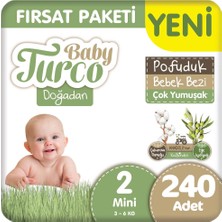 Baby Turco Doğadan 2 Beden Pofuduk Bebek Bezi Fırsat Paketi 48X5 240 Adet