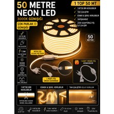 Econa 50 Metre Neon LED Şerit 3000K Günışığı Renkli Esnek LED Çok Parlak 220V Enerji Tasarruflu