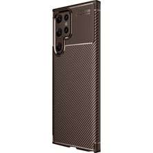 Svoria Store Samsung Galaxy S25 Ultra Kılıf Auto Focus Karbon Kapak - Kahverengi