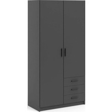T Designo Mimoza Giyinme Dolabı - Çok Amaçlı Dolap - Gardırop 90 Cm-2 Kapaklı-3 Çekmeceli
