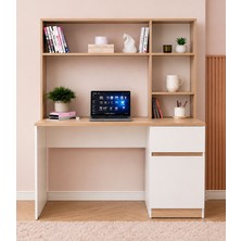 Noiss Home Decor Asel Raflı Çekmeceli Çalışma Masası Bilgisayar Masası Kitaplıklı Ders Masası