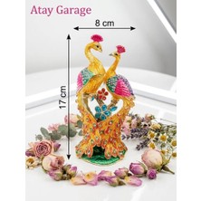 Atay Garage Taşlı Çift Tavus Kuşu Figürlü Dekoratif Mücevher Kutusu - Emaye Biblo & Takılık ve Hediyelik