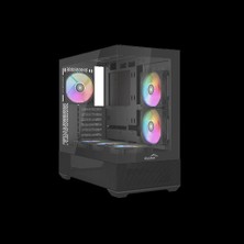 Sama V40BK Black, B750BK 750W, 80+ Bronze, Pcıe 5.1, Atx3.1, Tempered Glass Panel, Panoramic Tasarım, Type-C, 6X120MM Argb Fan, Atx, Gamıng Kasa
