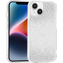 Akare iPhone 13 Kılıf Kamera Yükseltili Simli Damla Taşlı Silikon Akr