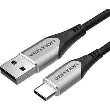 Vention USB 2,0 Type-A - Type-C 3A Pamuk Örgülü Hızlı Şarj Kablosu 1m - Gri (Cod)