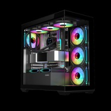 Sama SV01BK Black, B750BK 750W, 80+ Bronze, Pcıe 5.1, Atx3.1, Tempered Glass Panel, Panoramic Tasarım, Type-C, 4X120MM Argb Fan, Atx, Gamıng Kasa