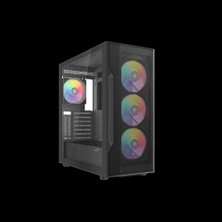 Sama S40BK Black, H700BK 700W, 80 Plus, Tempered Glass Panel, Mesh Ön Panel, Type-C, 4X120MM Argb Fan, Atx, Gamıng Kasa