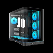 Sama V62BK Black, B850BK 850W, 80+ Bronze, Pcıe 5.1, Atx3.1, Tempered Glass Panel, Panoramic Tasarım, Type-C, 7X120MM Argb Infınıty Fan, Atx, Gamıng Kasa