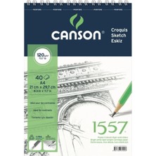 Canson 1557 Resim ve Çizim Blok 120 Gram A4 40 Yaprak  Üstten Spiralli