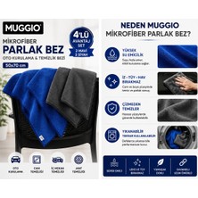 Muggio 50X70 Mikrofiber Parlak Bez 4'lü Avantaj Seti | Oto Kurulama & Temizlik Bezi, Süper Emici, Iz Tüy Ha